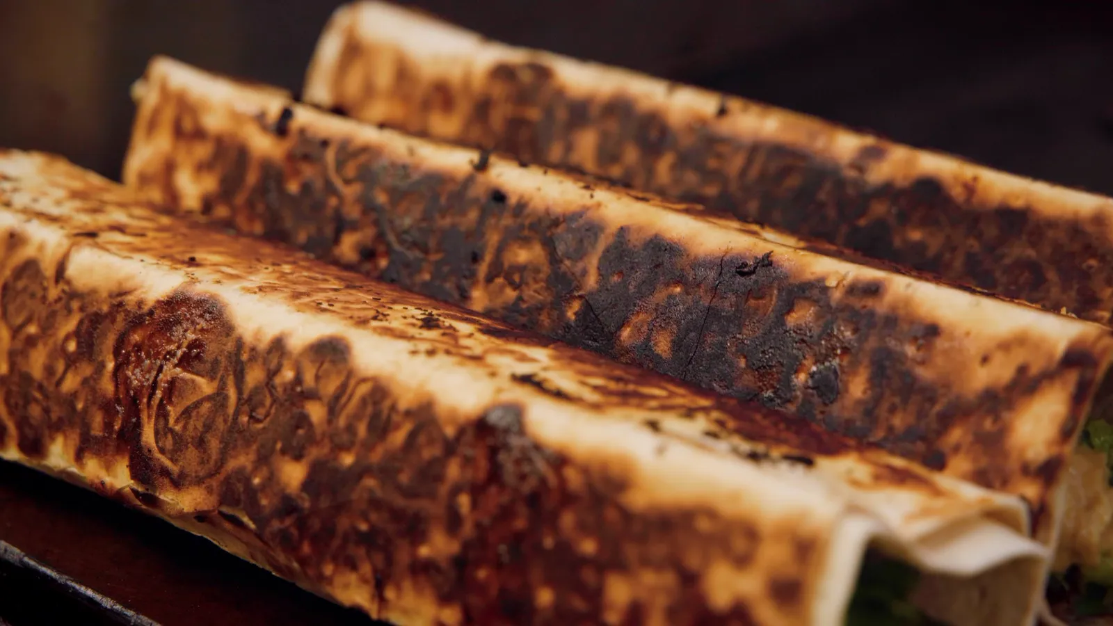 Three lavash wraps toasted until golden and blistered