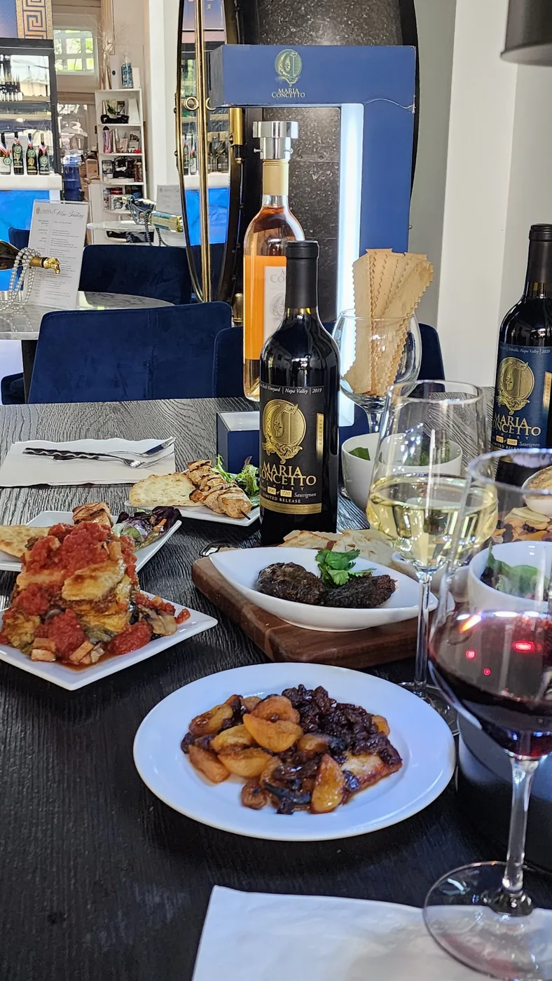 A Mediterranean spread of mezze, skewers and wine at Maria Concetto Winery