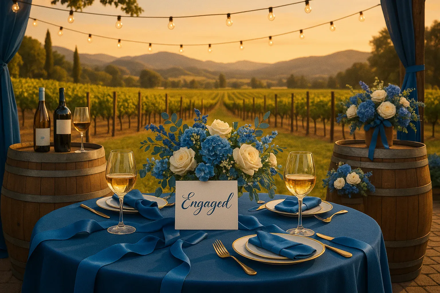 A private table set for two overlooking the vineyard at Maria Concetto Winery