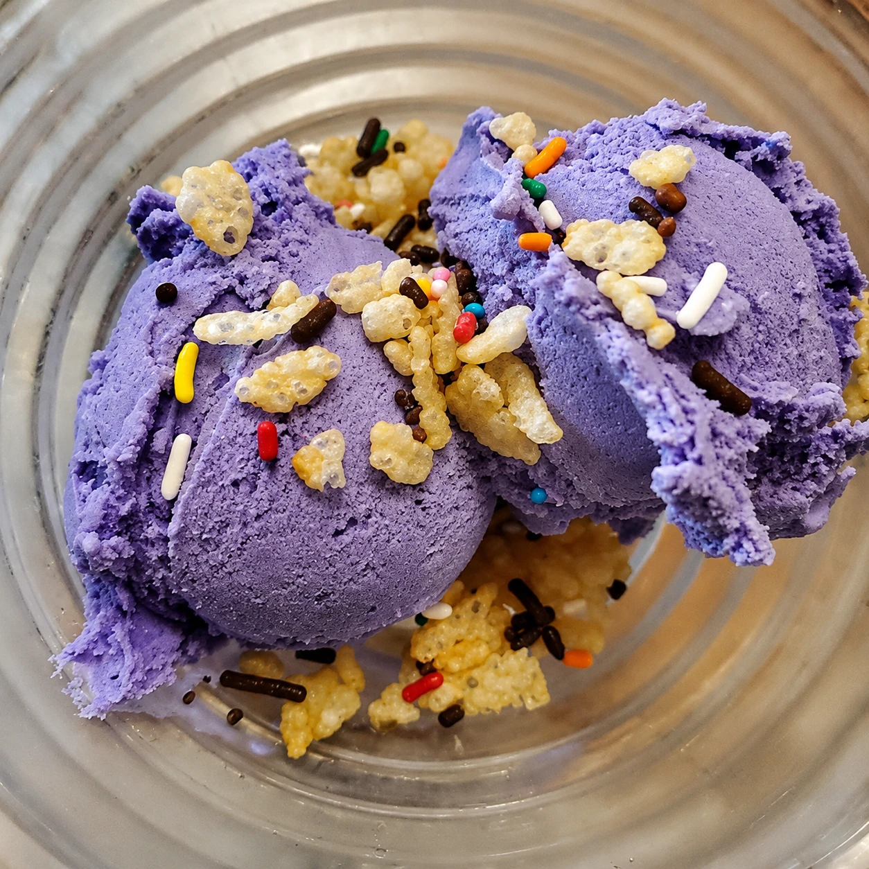 Purple ube ice cream and toppings in Tambayan’s Halo-Halo