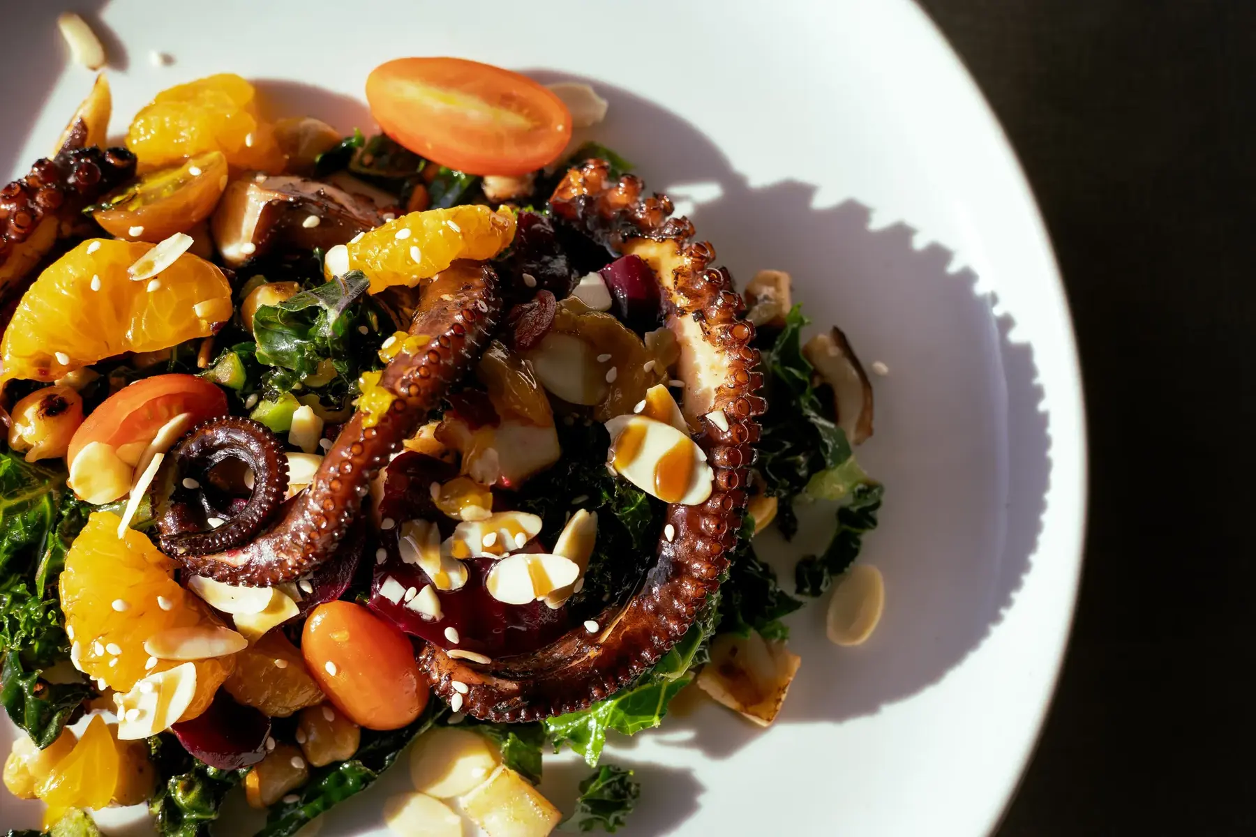 A composed Mediterranean octopus dish from Kalimera Bar and Grill
