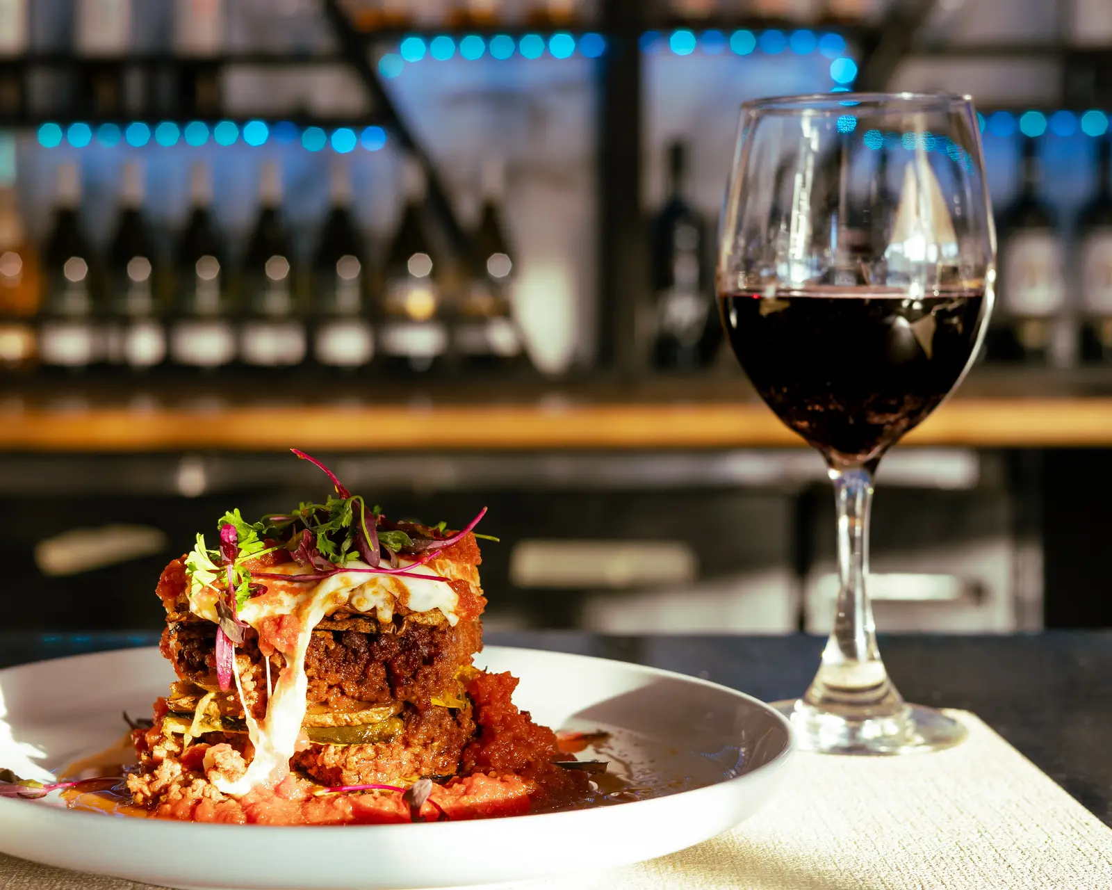 A plated slice of moussaka