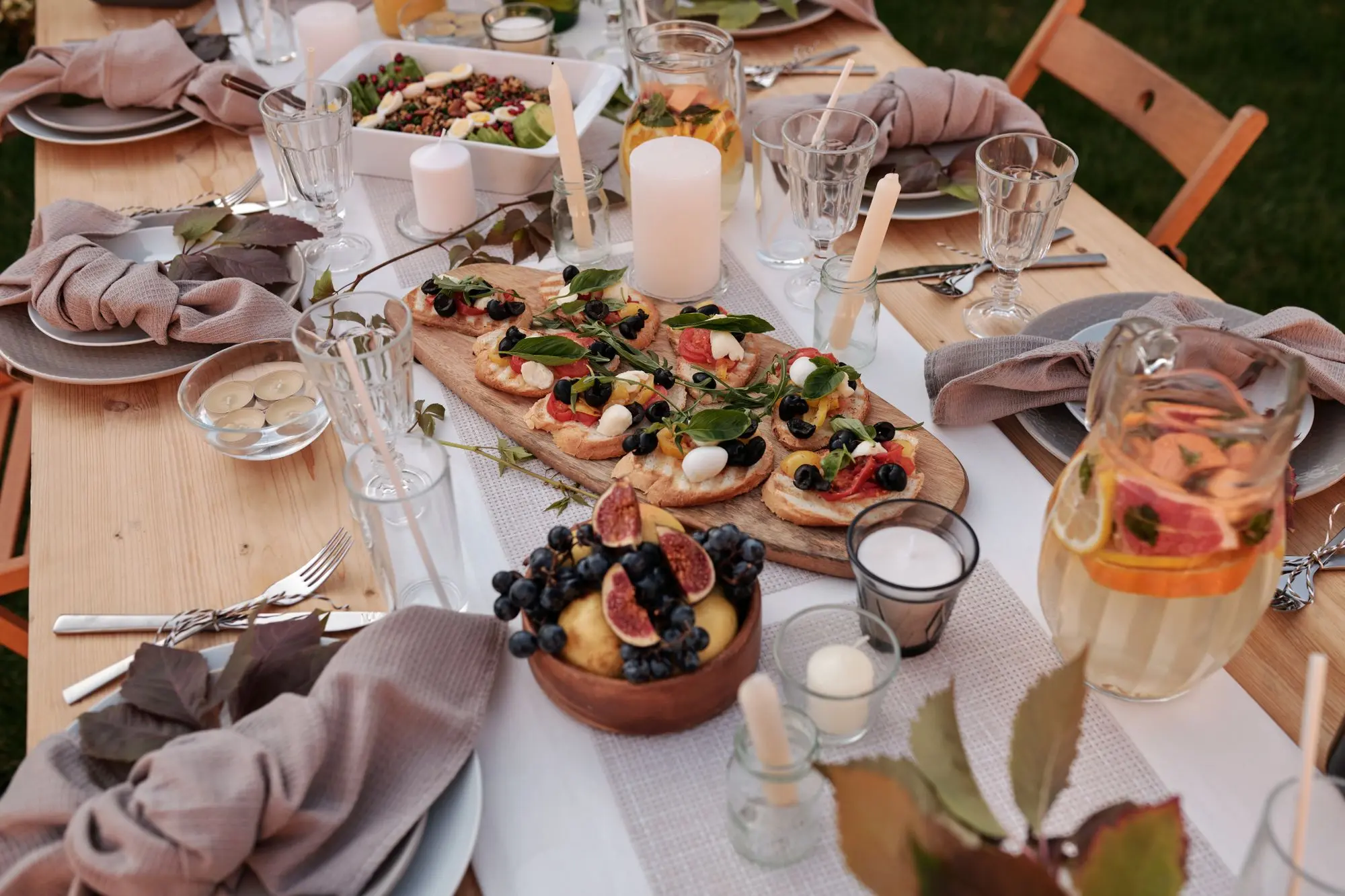 A family-size dinner ready for a large table