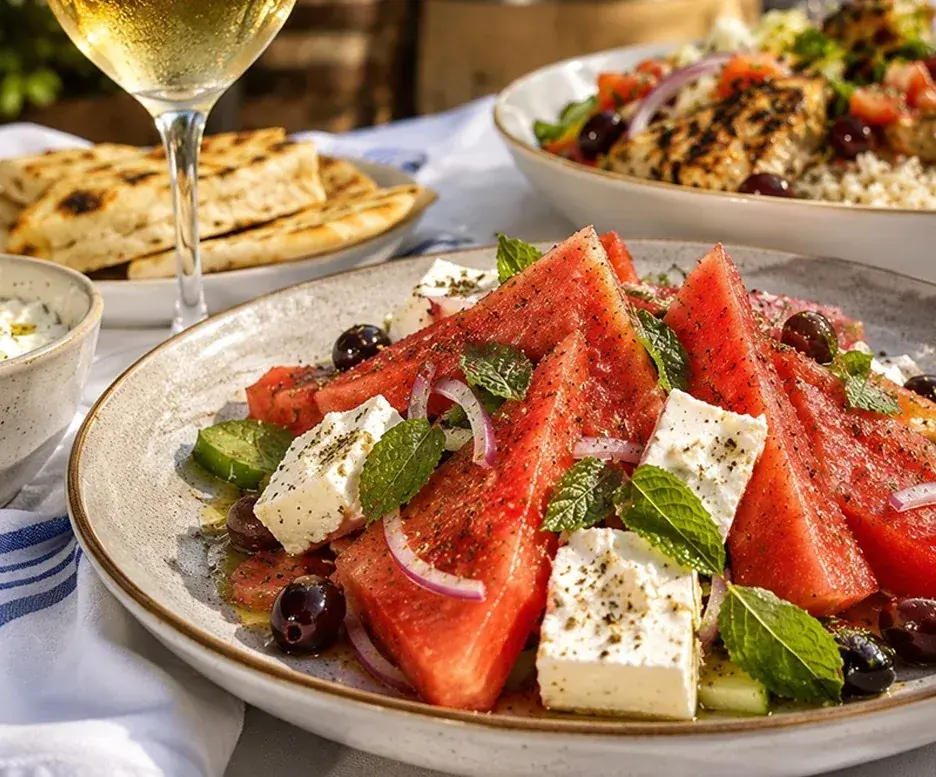 Watermelon and feta salad at Kalimera