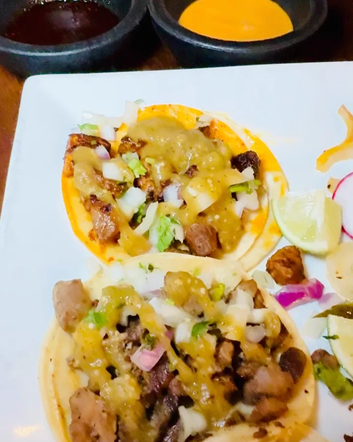 Five street tacos with salsa at Mi Pueblo in Santa Rosa