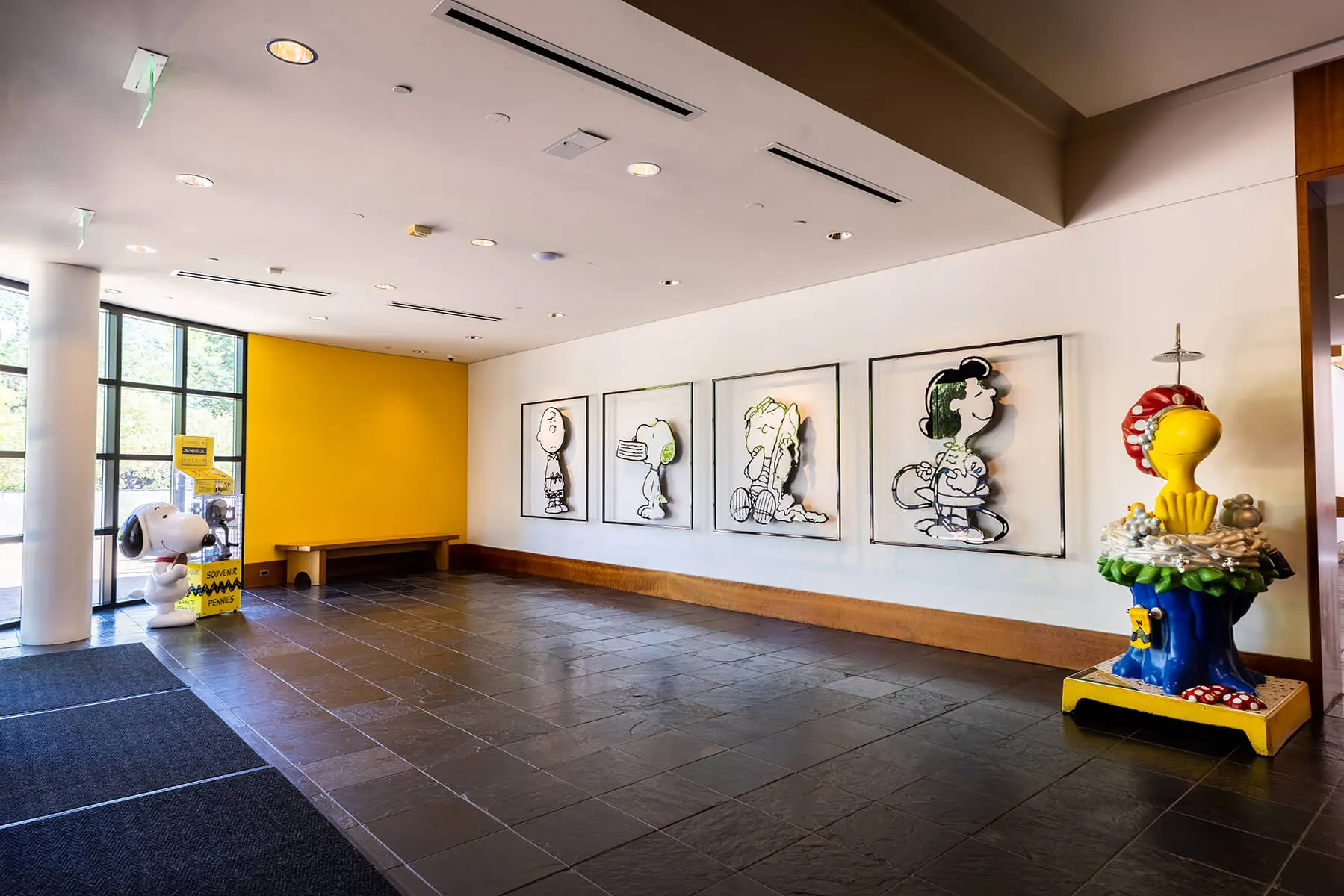Peanuts artwork inside the Charles M. Schulz Museum